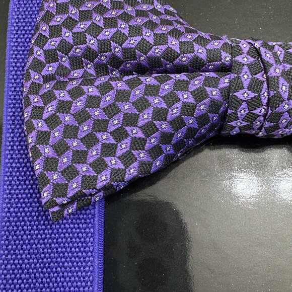 Bow Tie and Suspender Set - Boys SZ- 8-12 Years - NWT - Purple & Black - Picture 4 of 7